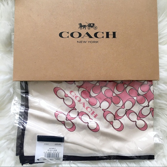 Coach LARGE Signature Bias Large Silk Scarf Vintage Pink - Picture 2 of 5